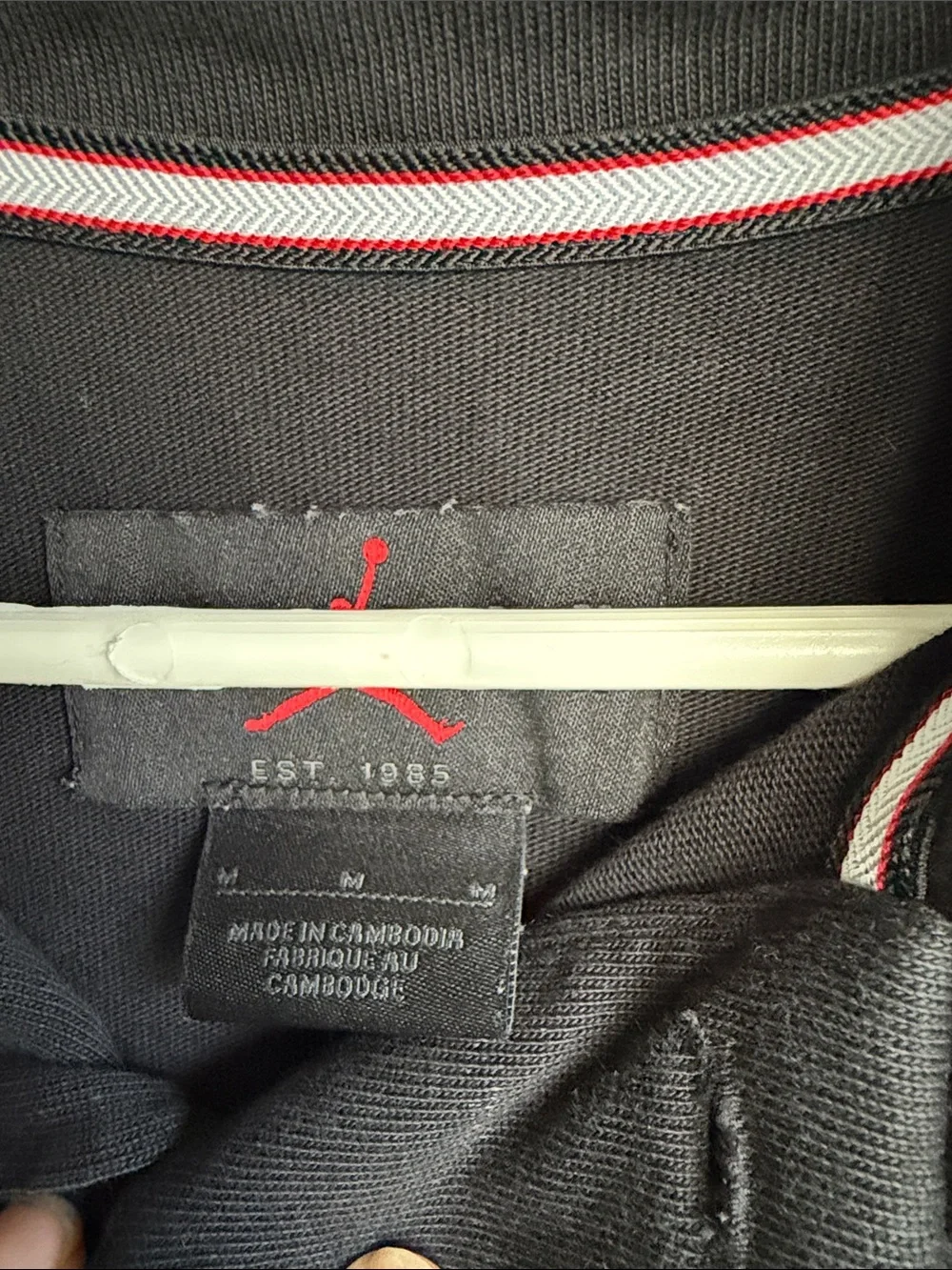 Jordan Men's Dark Gray Polo-Style Sweatshirt with Chest Lettering
